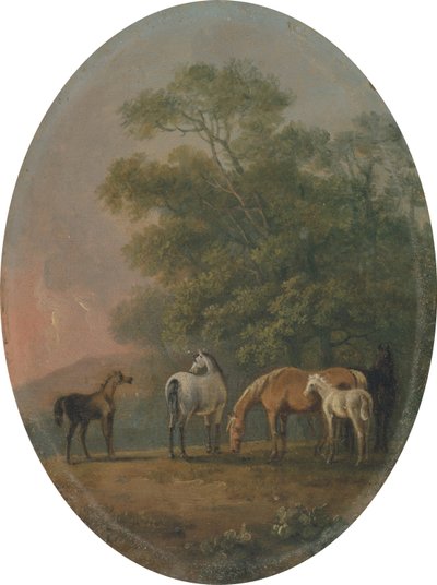 Hopper og føl, ca. 1770-80 (olie på metal) af Sawrey Gilpin