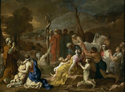 Moses og den skamløse slange, 1653-1654 af Sébastien Bourdon