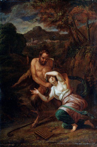 Pan and the Nymph Syrinx, 1600-tallet af Sébastien Bourdon