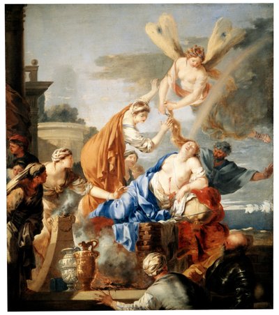 Didos død, c1637-c1640 af Sébastien Bourdon