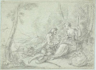 Hyrde og hyrdinde af Sébastien Le Clerc the Younger