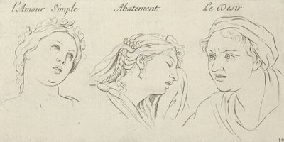 Simpel kærlighed, modløshed, begær fra lidenskabernes karakterer, indgraveret på de..., 1695-1720. af Sébastien Le Clerc the Younger