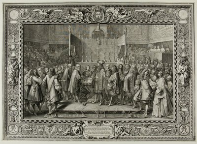Fornyelse af alliancen mellem franskmændene og schweizerne i 1663 af Sébastien Le Clerc the elder