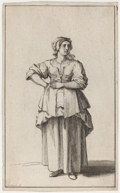Stående Tjenerkvinde af Sébastien Le Clerc the elder