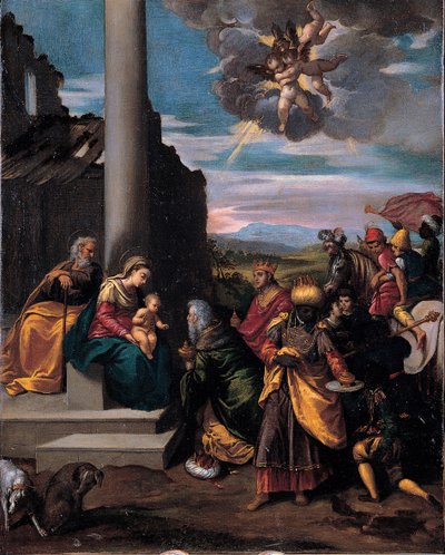 Magiernes tilbedelse, 1575-1580 af Sigismondo Scarsellino