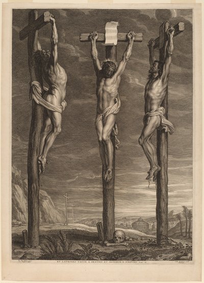Kristus korsfæstet mellem to tyve af Schelte Adams Bolswert after Sir Peter Paul Rubens
