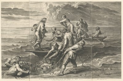Det mirakuløse træk af fisk af Schelte Adams Bolswert after Sir Peter Paul Rubens