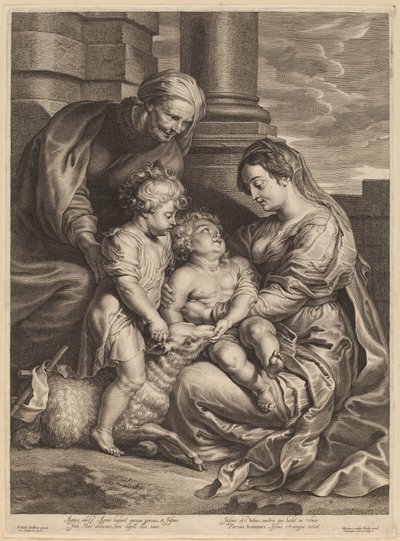 Jomfruen og barnet med Sankt Anne og Sankt Johannes af Schelte Adams Bolswert, after Sir Peter Paul Rubens
