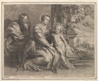 Hellig familie med papegøje af Schelte Adamsz. Bolswert