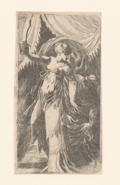 Judith med hovedet af Holofernes i en pose af Schiavone (attributed to)