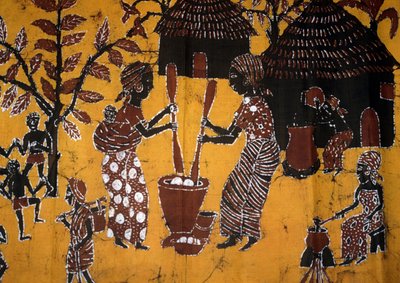 Stof lavet ved hjælp af batik teknik, Togo håndværk af School African