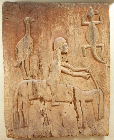 Dør med et relief forestillende en rytter, Baule Population, fra Elfenbenskysten af School African