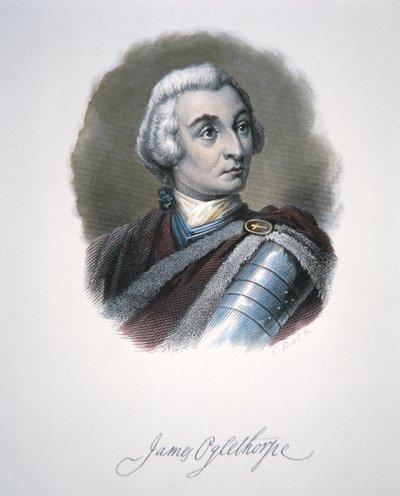 James Edward Oglethorpe (farve litho) af School American