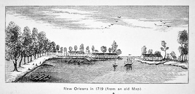 New Orleans i 1719 (litho) af School American