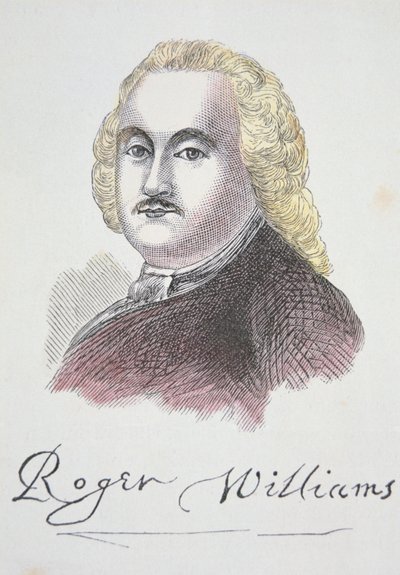 Roger Williams (farve litho) af School American