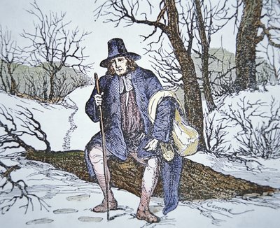 Roger Williams in the Wilderness (farve litho) af School American