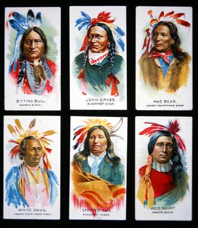 Seks bemærkelsesværdige Sioux-ledere (farve litho) af School American