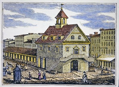 The Old Court House of Philadelphia (farve litho) af School American