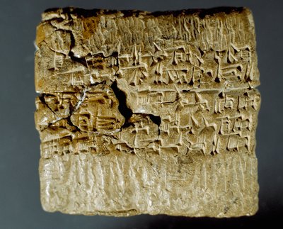 Assyrisk civilisation: indgraveret æske med kileskriftstegn vedrørende produktionen af to sølvminer. Istanbul, Arkæologisk Museum af School Assyrian