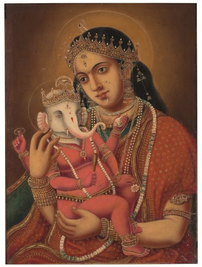 Uden titel (Ganesh Janani), ca. slutningen af det 19. århundrede (olie på lærred) af School Bengali