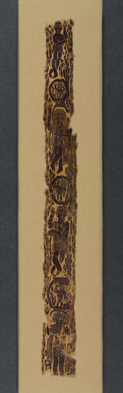 Ornamental skulderbånd fra en tunika, 600-650 (tæppevæv med supplerende skudindpakning, ufarvet hør og farvet uld) af School Byzantine