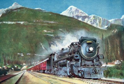 Canadian Pacific Railway ved foden af Rocky Mountains af School Canadian