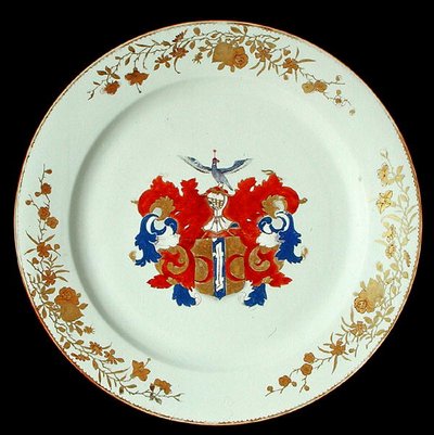 En kinesisk Imari porcelænsoplader med våben fra Valckenier af Amsterdam, ca. 1750 (porcelæn) af School Chinese