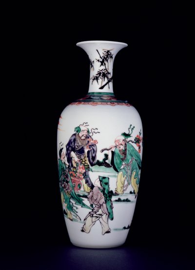 En kinesisk porcelænsvase dekoreret i famille verte emalje (porcelæn) af School Chinese