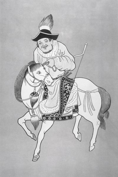 En mongolsk hestebueskytte efter en kinesisk tegning (litho) af School Chinese