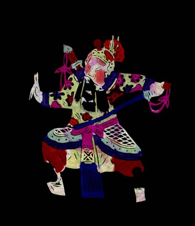 Figur fra Pekin-operaen. Bemalet papirklip eller "Jian Zhi", kinesisk folkekunst, Pekin. af School Chinese