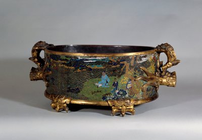 Kinesisk kunst: pot cache i cloisonne e-mail. 1500-tallets Paris, dekorativ kunst af School Chinese