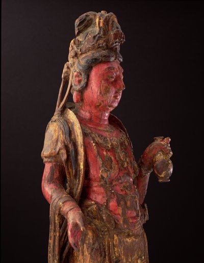 Detalje af Guanyin, Song-dynastiet (polykromt træ) (se 208010) af School Chinese