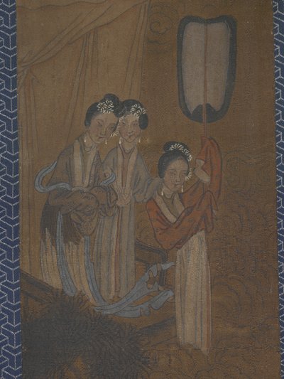 Fem kvinder i optog (blæk og farve på silke) af School Chinese