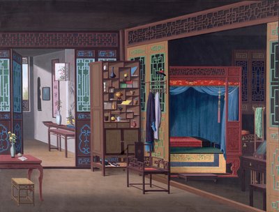 Interiør af et kinesisk hus i Canton af School Chinese