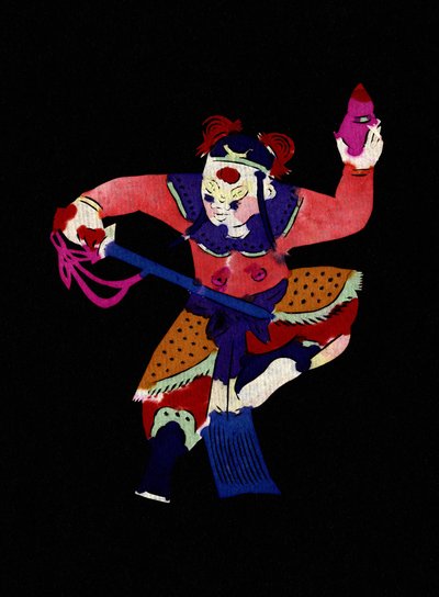 Mandlig karakter fra Pekin-operaen. Bemalet papirklip eller "Jian Zhi", kinesisk folkekunst, Pekin. af School Chinese