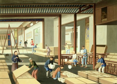 Fremstilling af porcelæn (gouache på papir) af School Chinese