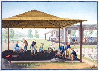 Modellering af vaser og skåle, ca. 1825 (gouache på papir) af School Chinese