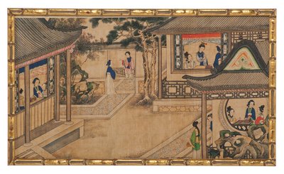 En af 24 scener fra Dream of the Red Chamber af School Chinese