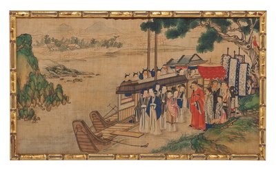 En af 24 scener fra Dream of the Red Chamber af School Chinese