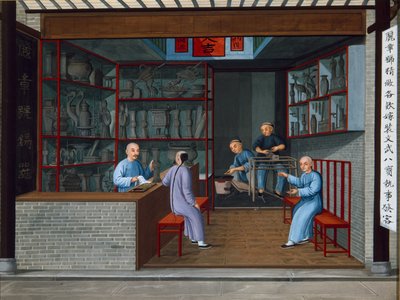 Selling Tuttenage Metalwares, ca. 1825 (gouache på papir) af School Chinese