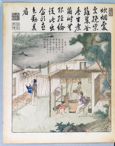 Silkespinding, illustration fra Yu Tche Keng Tche T