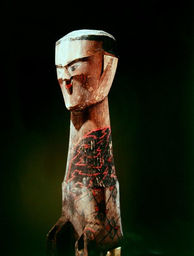 Statuette, Zhou-dynastiet (1046-256 f.Kr.), 4. - 3. århundrede f.Kr. (træ) (detaljer fra 394841) af School Chinese