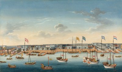 The Hongs at Canton, ca. 1780 (olie på lærred) af School Chinese