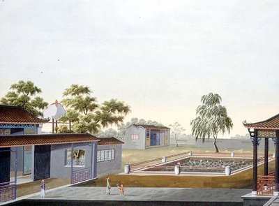Walled Garden, ca. 1820-40 (akvarel på papir) af School Chinese