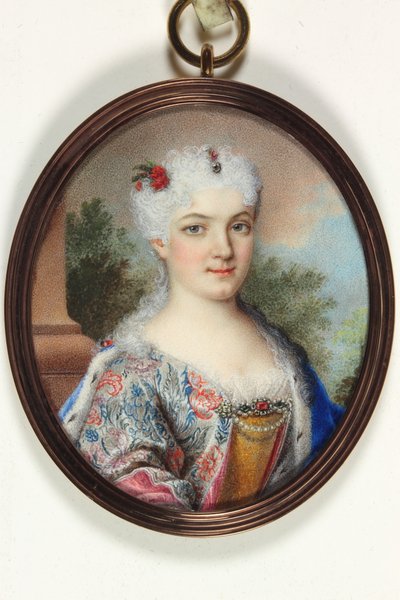 En dame ved navn Marie Leczinska (emalje) af School Continental