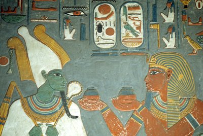 Det gamle Egypten, Maleri, Horemheb tilbyder salver til Osiris, Horemhebs grav, Theben af School Egyptian