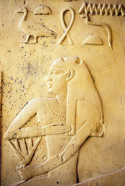 Det gamle Egypten, Vægudskæring/-maleri, Ihy-kapellet, Ihy, Saqqara (foto) af School Egyptian