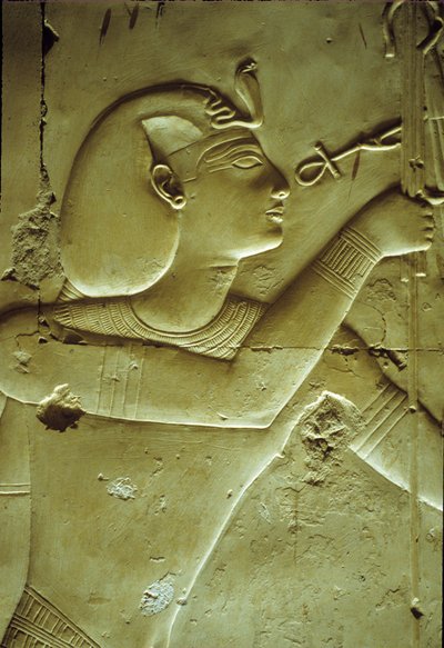 Det gamle Egypten, Vægmaleri/ristning, Seti I modtager livet, symboliseret ved ankh