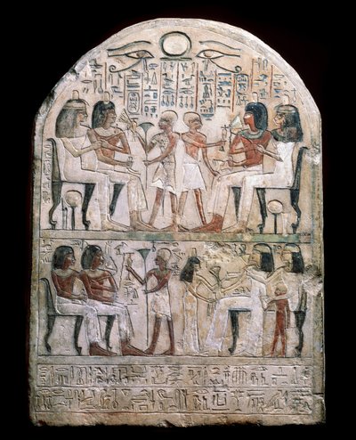 Ægyptisk oldtid: stele dekoreret med en scene for hyldest til faraoerne. Hellenistisk (eller ptolemæisk) periode 156 f.Kr. Eremitagemuseet, Sankt Petersborg af School Egyptian