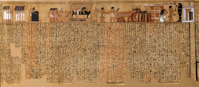 Egyptian Antiquit: Book of the Dead, Papyrus of Nebqed. Omkring 1400-1350 f.Kr. 18. dynasti. Fra Theben. Søn 6,3 m Paris, Musée du Louvre af School Egyptian